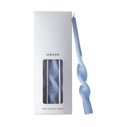 Twisted Taper Candles | Ice Blue | Set of 3