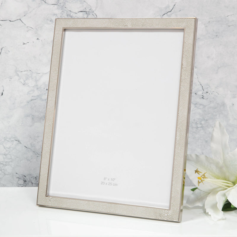Cream Nickel Plated Faux Shagreen Photo Frame | 8 x 10"