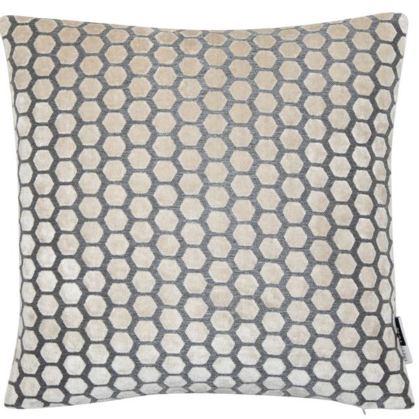 Hexagonal Cut Velvet Jorvik Cushion | Cream | 43x43cm