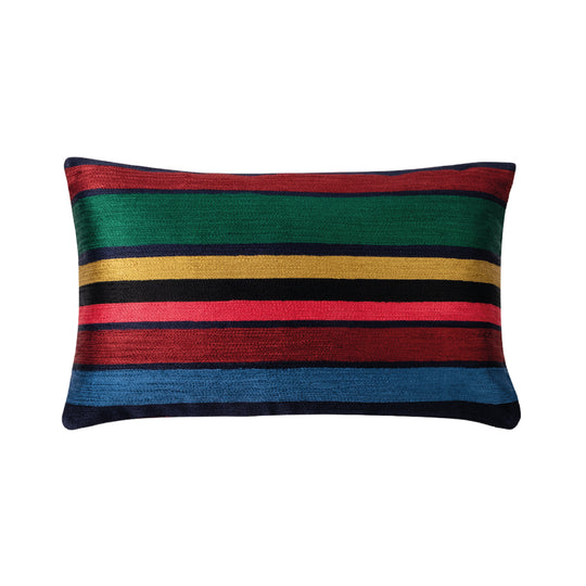 Embroidered Signature Stripe Bolster Cushion | Multi