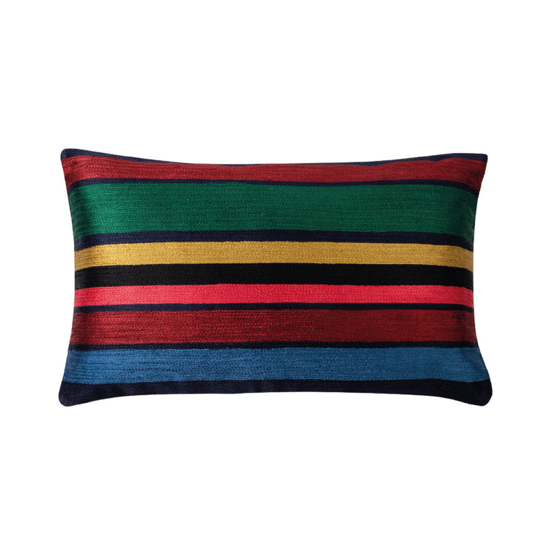 Embroidered Signature Stripe Bolster Cushion | Multi