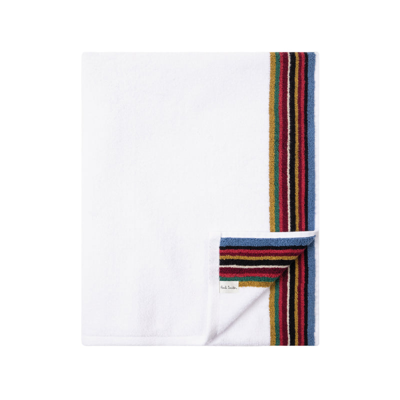 Signature Stripe Bath Towel | White