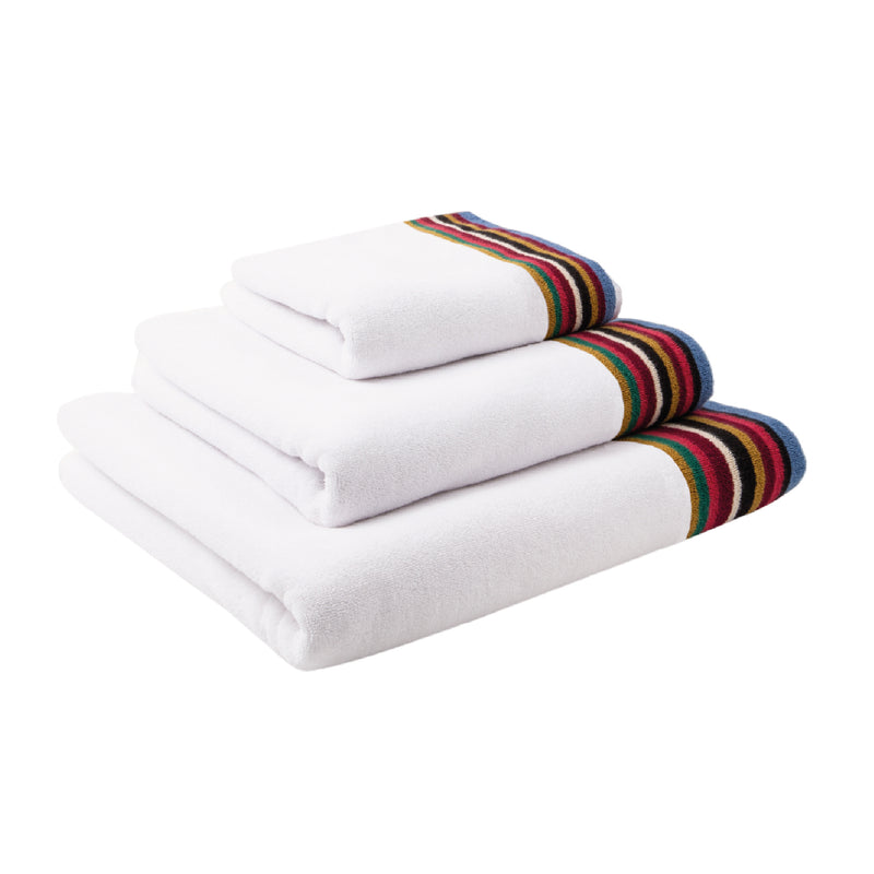 Signature Stripe Towel Set | White