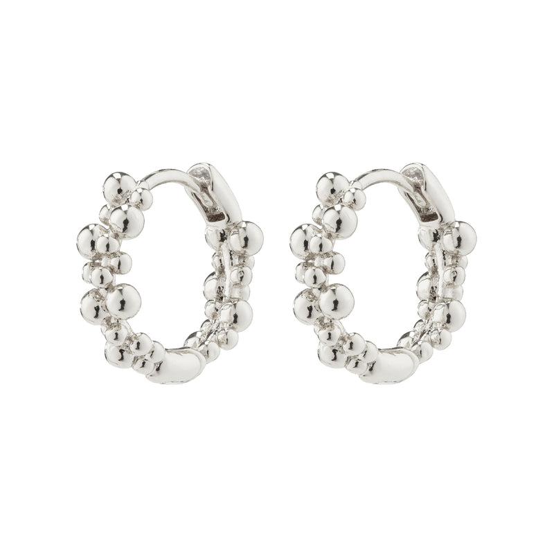 Solidarity Recycled Small Bubble Hoop Earrings | Silver Plated