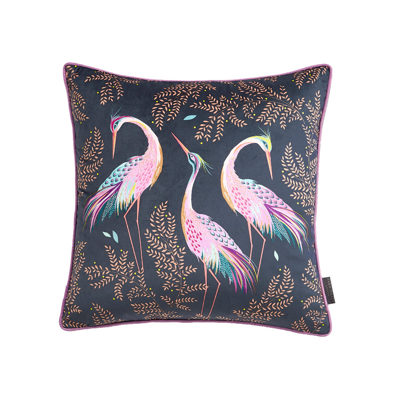 Dancing Cranes Cushion | Midnight Blue | 50x50cm