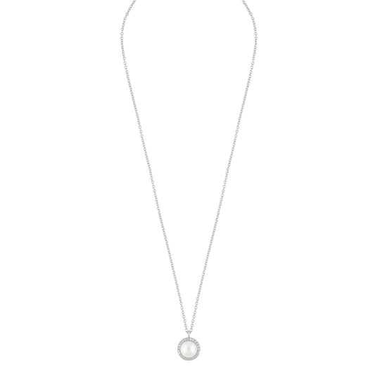 Celine Small Pendant Necklace | Silver/White | 40cm
