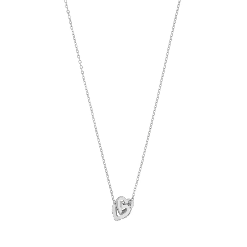 Connected Heart Pendant Necklace | Silver/Clear | 42cm