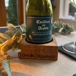 Love & Celebrate Wine Bottle Coaster | Oak