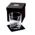 Glass Tumbler with Slate Coaster | Engraved Highland Cow