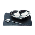Heart Dish & Spoon Set with Slate Base