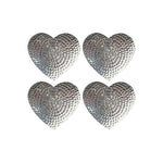 Heart Flat Hammered Coasters | Silver | Set of 4