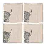 Linen Napkin Set | Highland Cow | 4-Piece