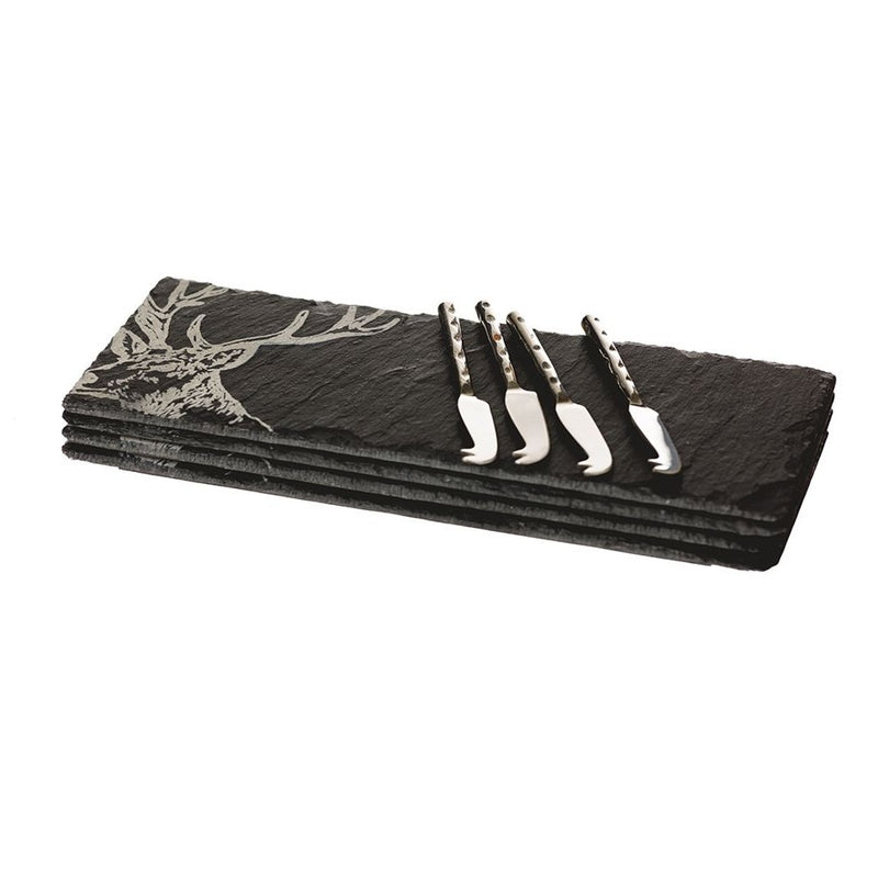 Mini Stag Cheese Board & Knife Set | Natural Slate