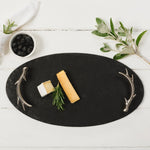Oval Serving Tray with Antler Handles