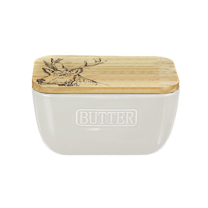 Stag Butter Dish | White