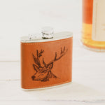 Stag Hip Flask | Leather Wrapped