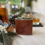 Stag Hip Flask | Leather Wrapped