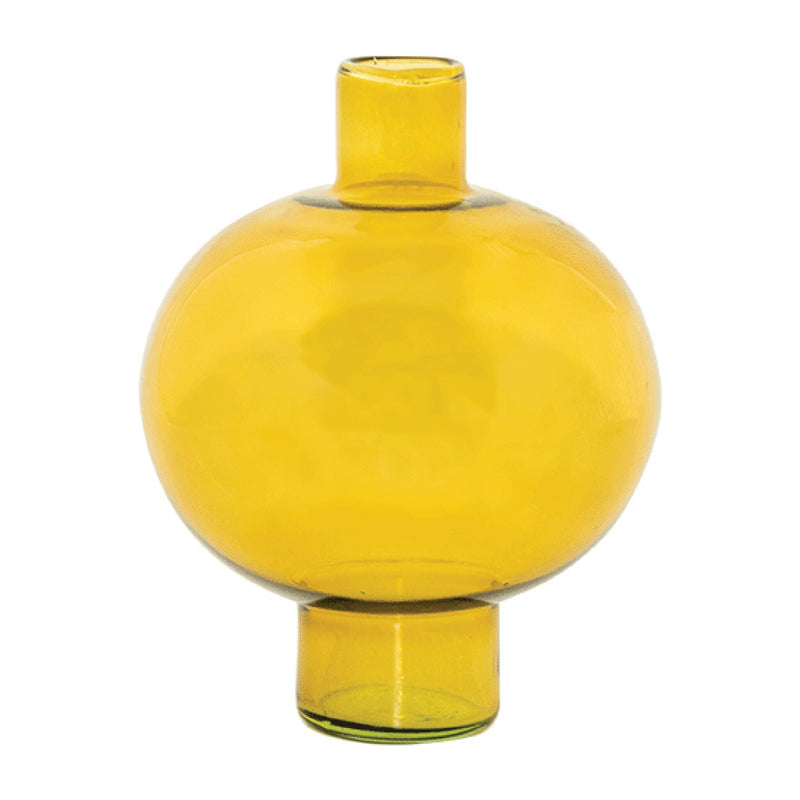 Recyled Round Glass Vase | Amber Green