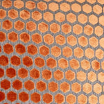 Hexagonal Cut Velvet Jorvik Cushion | Orange | 43x43cm