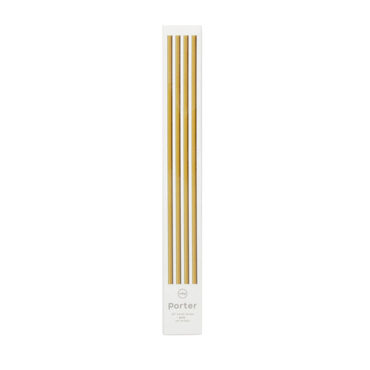 Reusable Metal Straws | Set of 4 | Gold