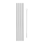 Reusable Metal Straws | Set of 4 | Silver