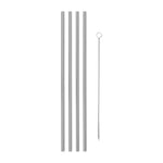 Reusable Metal Straws | Set of 4 | Silver